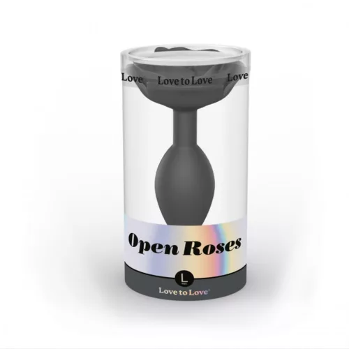 Open Roses Anál plug Ergonomikus, puha 9 cm fekete onyx L méret