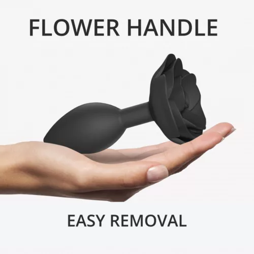 Open Roses Anál plug Ergonomikus, puha 9 cm fekete onyx L méret
