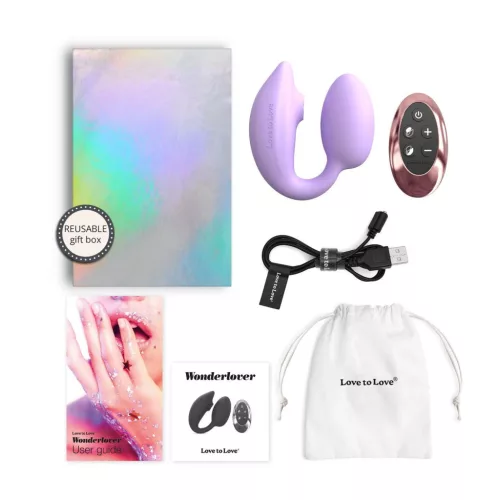 Wonderlover Vibrátor Podwójna stimuláció, Trzepocząca, Távirányítós 9,8 cm lila