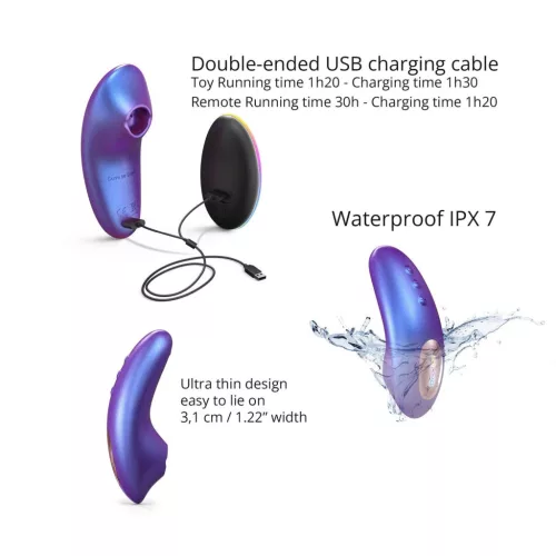 Dreamer Vibrátor Flapping mozgások, 5 mód, 8 fokozat, távirányítós, vízálló, szilikon fekete