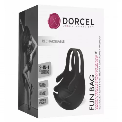 Fun Bag Péniszgyűrű Rezgő, 9 mód USB töltés 6x8,7x5 cm fekete