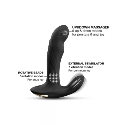 Multi P-Joy Prosztata masszírozó Rezgő, forgó, távirányítós 13 cm fekete