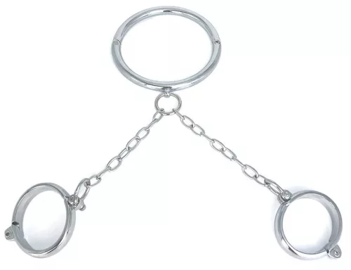 Nyakörv bilincsekkel rozsdamentes acél 37 cm nyak, 18 cm csukló