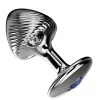 Anal plug kúpos alakú, texturált alumínium kék alappal 7 x 4,3 cm