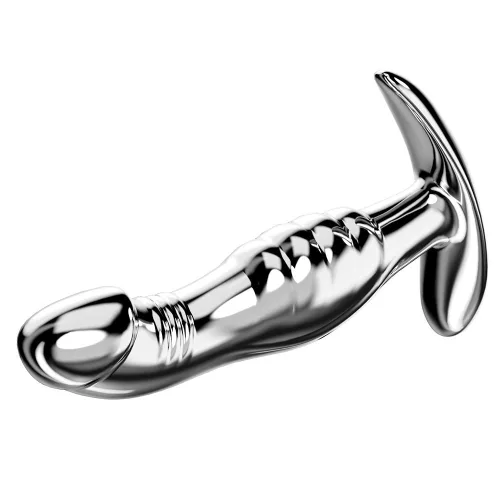 Dickbell Anál plug Bordázott, alumínium 9 cm fekete