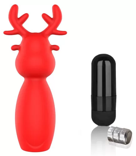 Mini vibrátor szarvas alakú szilikon 7 cm fekete