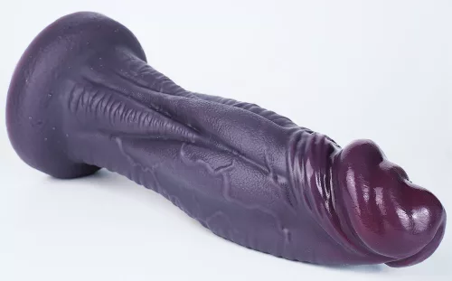 Biglans Dildó Behúzható fejjel, texturált felület 27 cm fekete
