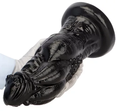 Lekeps Dildó Texturált felület Szívókorong 23 cm 9 cm PVC fekete