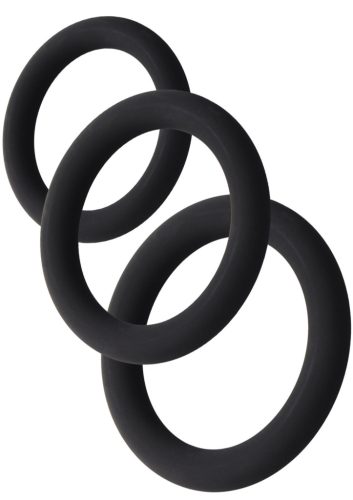 Stamstart – 3 db prémium fekete péniszgyűrű szett