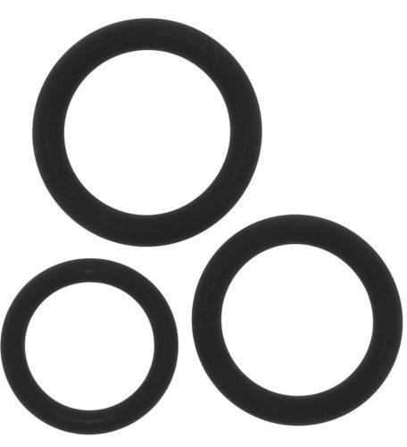 Stamstart – 3 db prémium fekete péniszgyűrű szett
