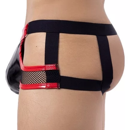 Sexy Black Hollband Jockstrap - Fényes hatású szövet M-L-XL-XXL méretben fekete