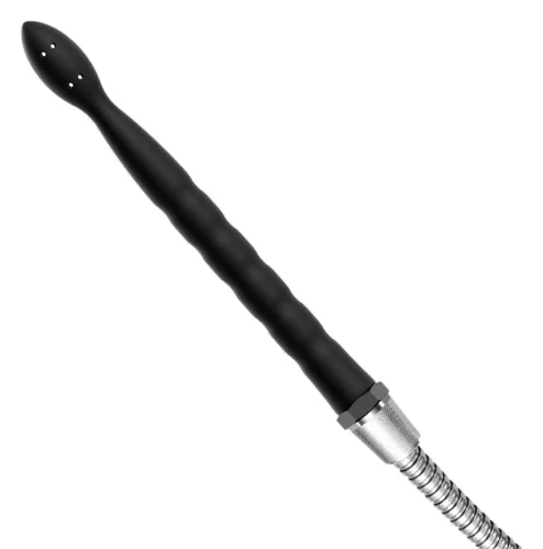 Anál zuhany szilikon fúvóka 22 cm fekete 4 lyukú bordázott