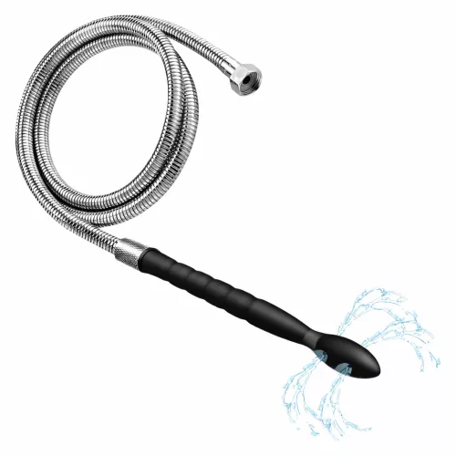 Anál zuhany szilikon fúvóka 22 cm fekete 4 lyukú bordázott