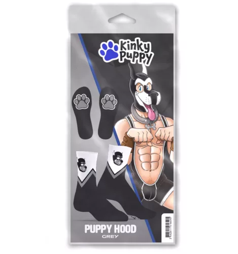 Szürke Puppy kapucnis zokni tappancsos mintával pamut 39-45 méret