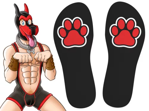 Piros-fekete Puppy kapucnis zokni tappancs mintával 39-45 méret