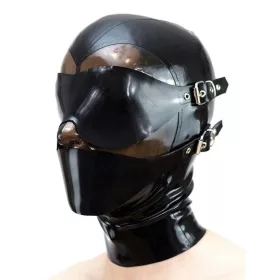   Latex kapucni szem- száj- orrnyílásokkal és takaróval fekete PMID