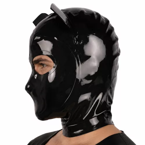 Latex macskafej álarc fekete 0,4 mm cipzárral szemnyílással