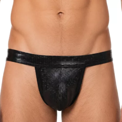 Fekete jockstrap méhsejtmintás anyaggal széles gumival M-XXL méretben