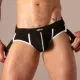 Jockstrap Elöl cipzáras, bordázott fekete