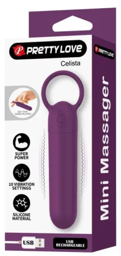 Mini vibrátor 10 rezgésmód USB töltés 6x1,8 cm lila szilikon