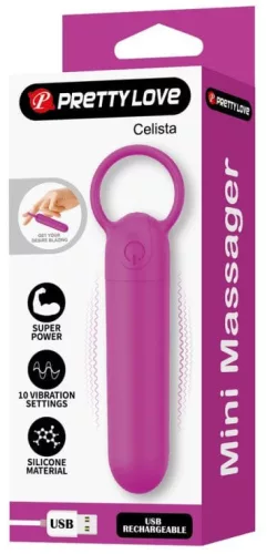 Mini vibrátor 10 rezgésmód USB töltés rózsaszín 6x1,8 cm szilikon