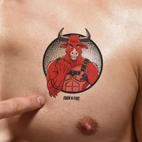 Minotaur ideiglenes tetoválás 9 x 7,5 cm fekete-piros