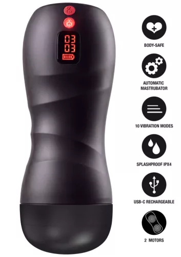 Maszturbátor két motorral 10 rezgésmóddal 12 cm USB újratölthető fekete