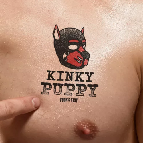 Ideiglenes tetoválás Kinky Puppy fekete-piros 9 x 6,5 cm
