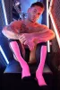 Heatwave térdzokni pink neon színben egy méret 39-45-ös méretig fekete-pink-fehér csíkos
