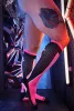 Heatwave térdzokni pink neon színben egy méret 39-45-ös méretig fekete-pink-fehér csíkos