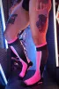 Heatwave térdzokni pink neon színben egy méret 39-45-ös méretig fekete-pink-fehér csíkos