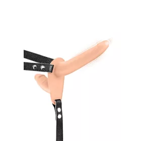   Szexjáték Strap-On dupla vibráló dildóval 10 mód USB-töltés 155mm fekete