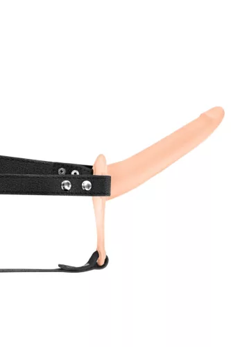 Strap-on Dildó Rezgő 10 mód USB töltés 15,5 cm átmérő 3 cm bőrhatású pánttal