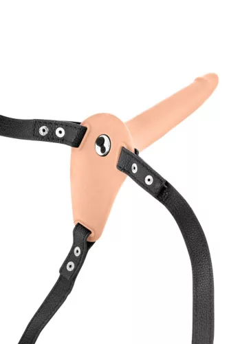 Strap-on Dildó Rezgő 10 mód USB töltés 15,5 cm átmérő 3 cm bőrhatású pánttal