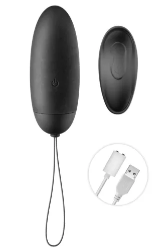 Black Empire Vibrációs tojás 9 mód USB töltés vízálló 87x34 mm fekete