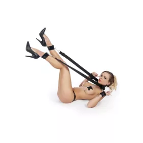  Fetish Temptation Kötöző készlet állítható pántokkal maszk és bilincs 240 cm fekete metálszíjjal