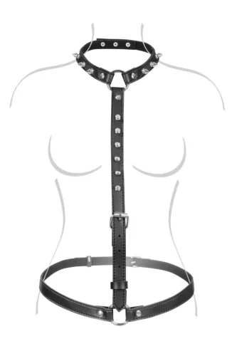 Fetish Temptation Melltartó pánt Szöges Állítható méretű fekete