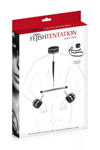 Fetish Tentation Kötöző szett Belével, szabályozható pánt, nyakörv, póráz fekete