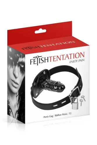 Fetish Tentation Szájpecek Bővíthető, Realisztikus belső dildó T2 fekete