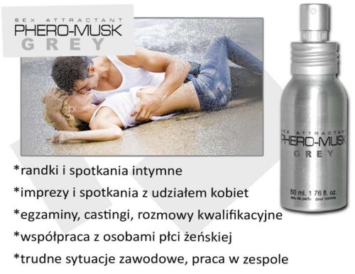 Phero Musk Feromon parfüm férfiaknak 50 ml szürke