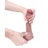 Silikon dildó mozgatható fitymával, realisztikus herékkel 21 cm fekete