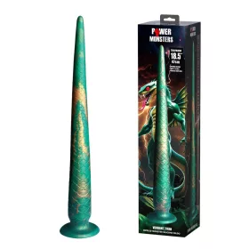 Szilikon dildó tapadókoronggal 47 cm zöld-arany mintával