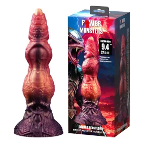   Power Monsters Dildó Pofalzott, tapintásbarát szilikon 24 cm fekete