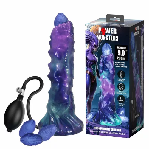 Power Monsters Dildó Pofalzott, Pumpálható, Szilikon 23 cm Nebula-lila