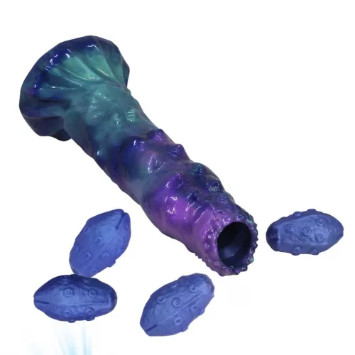 Power Monsters Dildó Pofalzott, Pumpálható, Szilikon 23 cm Nebula-lila