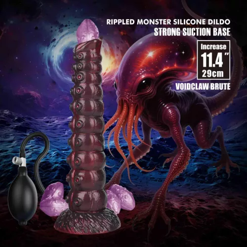 Power Monsters Dildó Pofalzott textúra, erős tapadókorong 29 cm lila