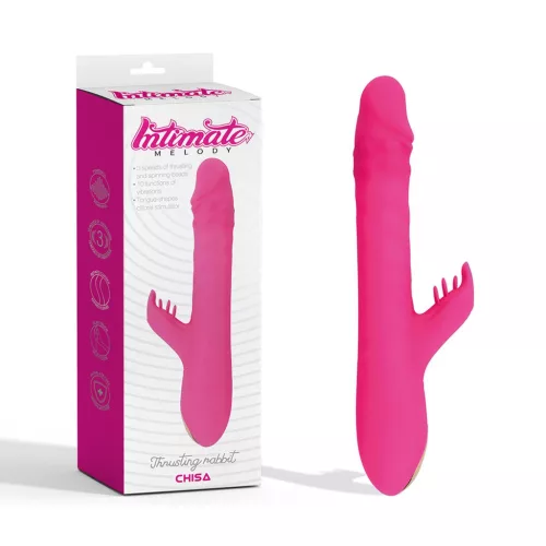 Thrusting Rabbit Vibrátor Lökő, forgó, 25,3 cm fekete