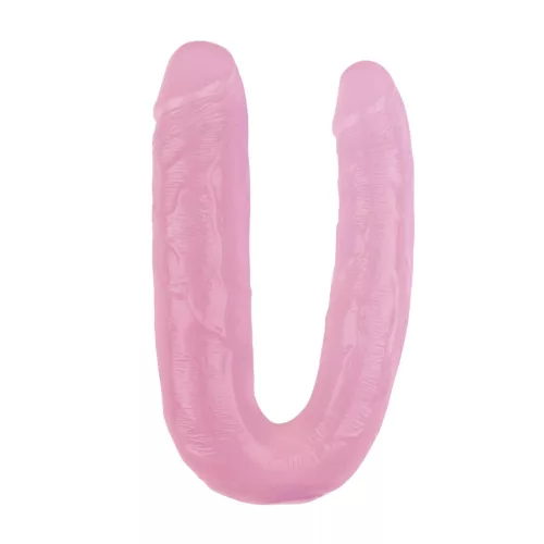 Dildó Dupla véggel, realisztikus, hajlékony 22,5 cm rózsaszín