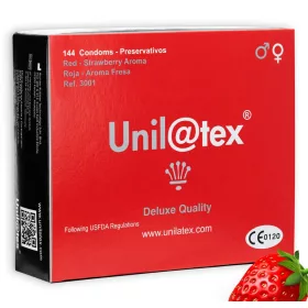 Unilatex Strawberry eperízű óvszer - 144 db