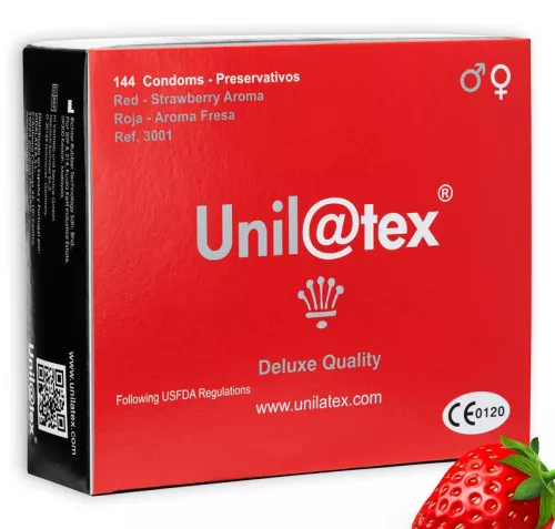Unilatex Strawberry eperízű óvszer - 144 db